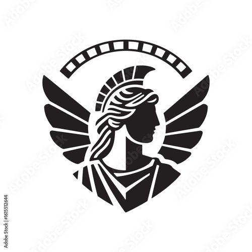 Silhouette of Athena’s Aegis Shield – Black on White Style