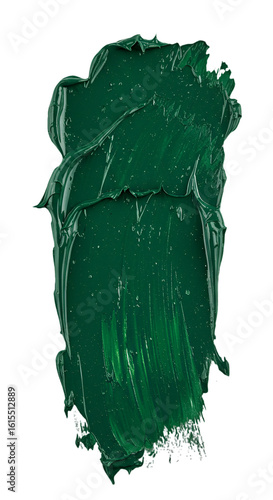 Abstract Green Paint Stroke Isolated on Black Background Illustration Art