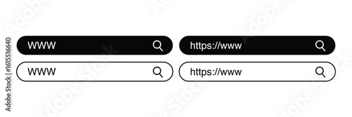 Address, navigation and search bar with http and www url text on white background