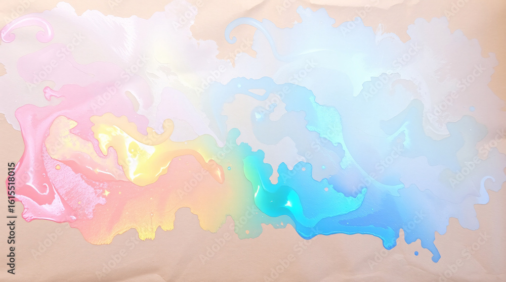 Obraz premium Abstract watercolor art with soft pastel colors blending together on a light background.