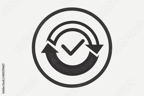 update arrow circle tick badge confirmation icon  
