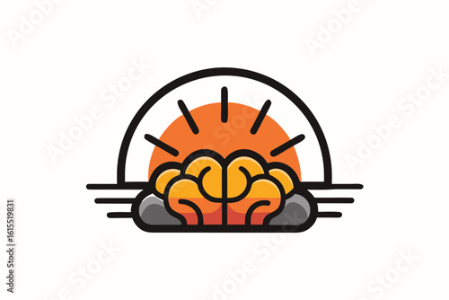 sunrise inside brain silhouette icon new ideas
