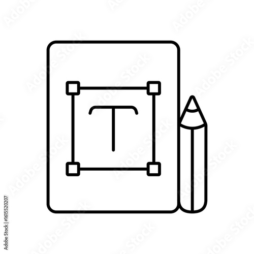 Typography Font Design Line Icon: Text & Graphic Layout Outline Symbol