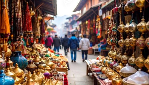 Busy marketplace street scene