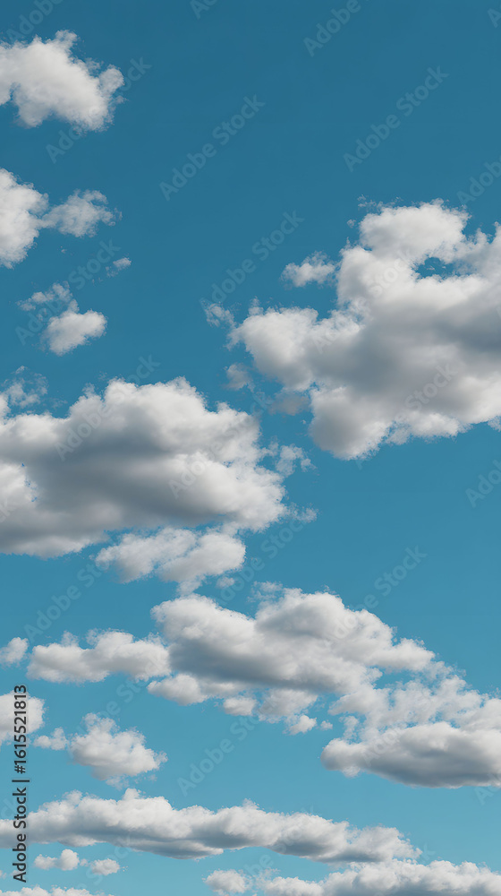 Obraz premium Blue Sky with Scattered Fluffy White Clouds