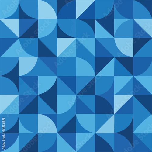 Bold Blue Geometric Tile Pattern – Abstract Shapes with Dark and Light Contrasts