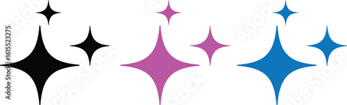 Generative AI logo, AI magic sparkle stars, chat with AI application,  artificial intelligence star logo generation