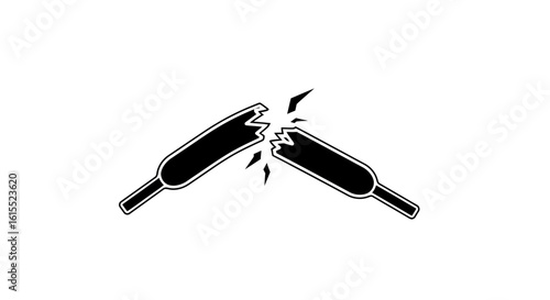 Broken Shoelace Ends with Spark Effect – Vector Illustration