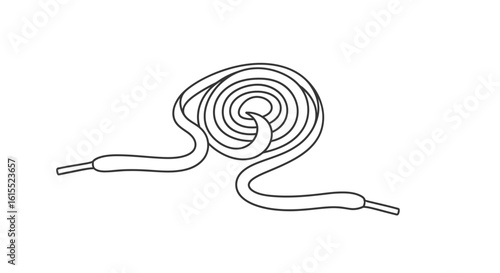 Rolled Shoelace Piece in Spiral Formation – Clean Vector Outline