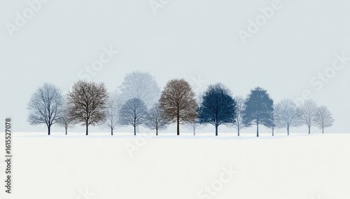 Wallpaper Mural Winter trees on a snow-covered plain Torontodigital.ca