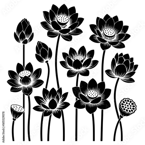 Lotus flower silhouette design vector