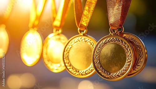 Gold medals hanging