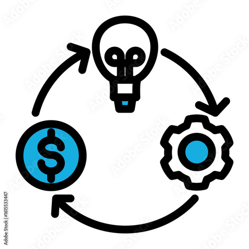 Business Strategy Innovation Icon from Business Opportunity Collection (Outline Color Lineal Style)