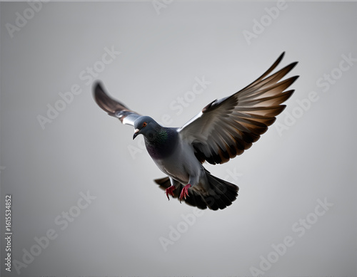 Flying Pigeon on Clean Background