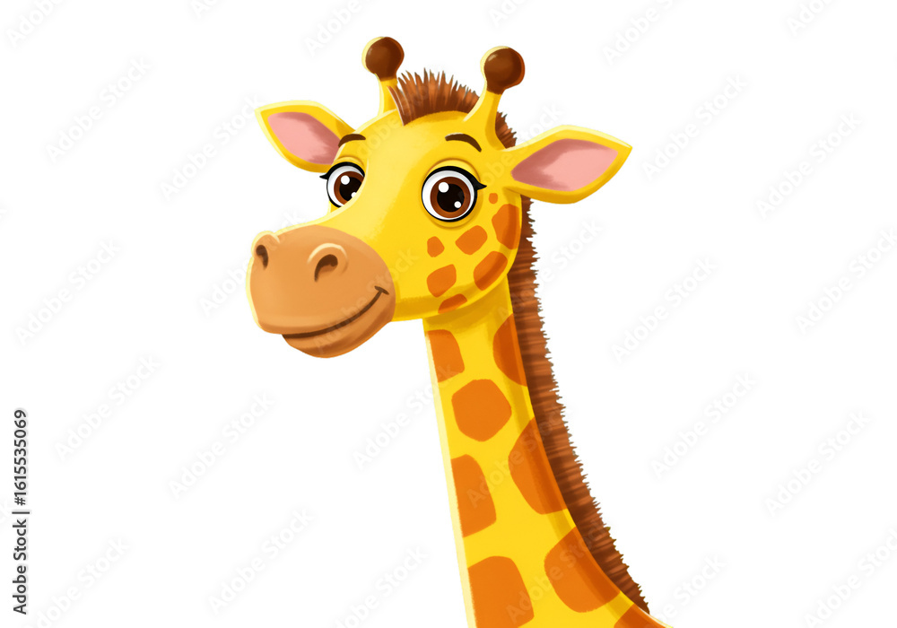 Fototapeta premium Cartoon Illustration Of A Cute And Happy Giraffe Head Isolated