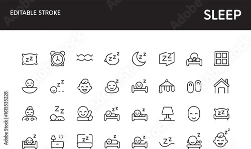 Vector concept of sleep and nighttime outline icons