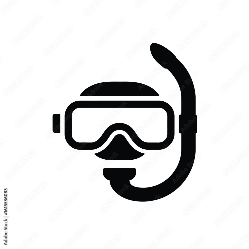 Simple black icon of a snorkel and diving mask Simple black icon of a snorkel and diving mask