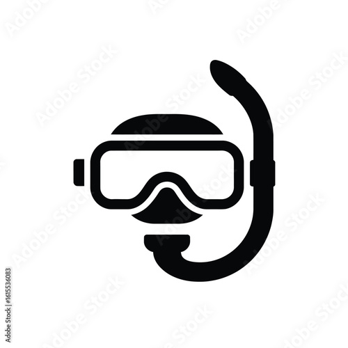 Simple black icon of a snorkel and diving mask