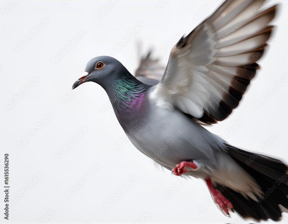 Obraz premium Flying Pigeon on Clean Background
