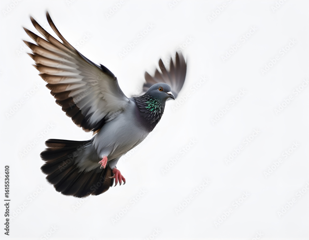 Obraz premium Flying Pigeon on Clean Background