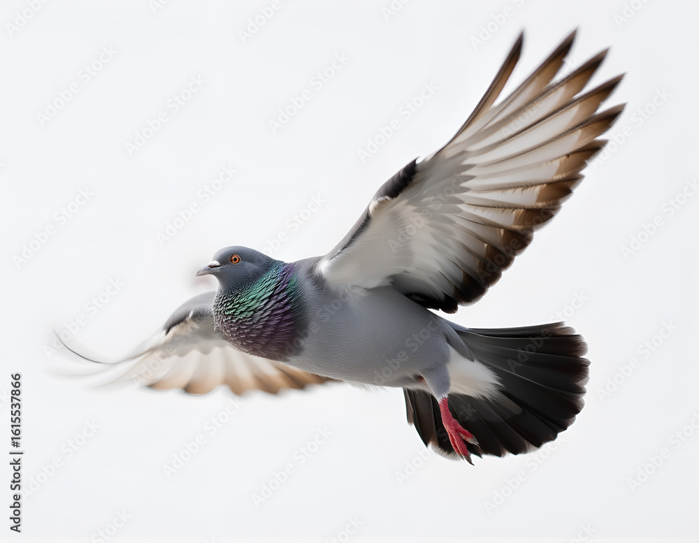 Obraz premium Flying Pigeon on Clean Background