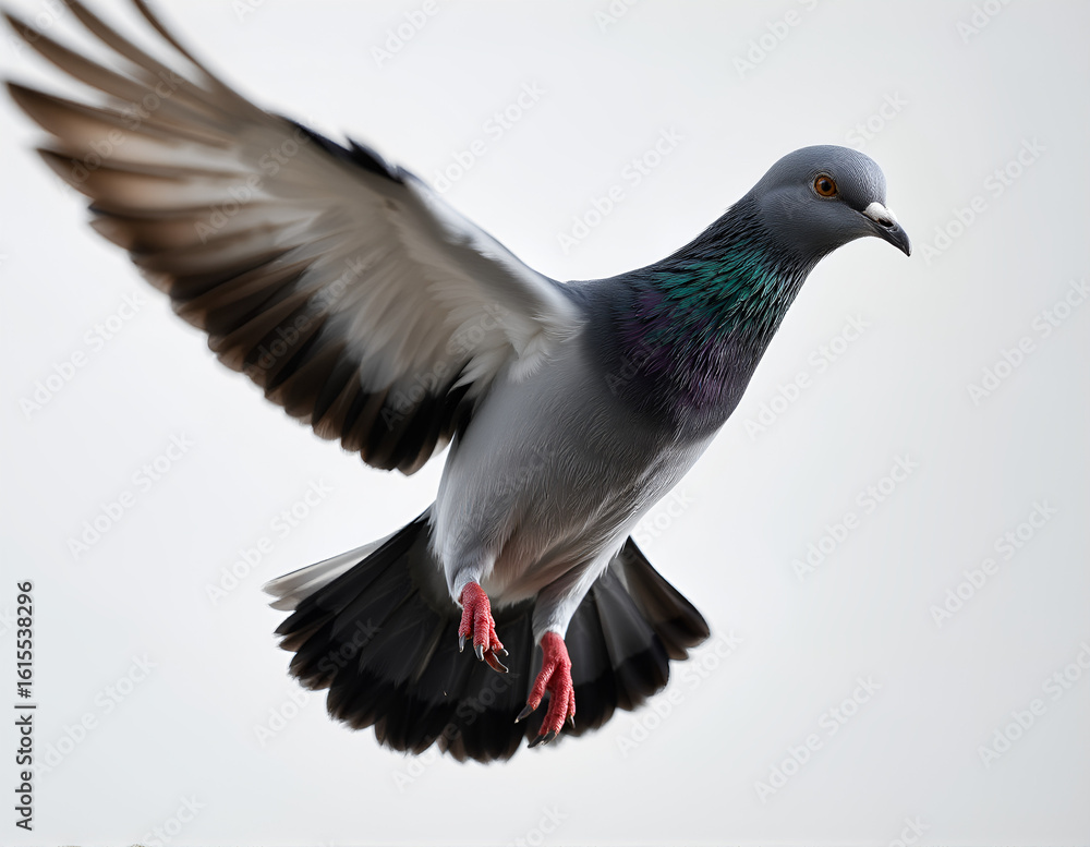 Obraz premium Flying Pigeon on Clean Background