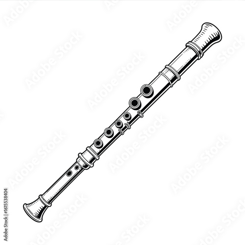 Detailed sketch of a soprano recorder musical instrument