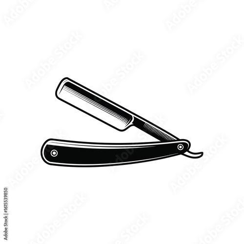 Vintage straight razor illustration for barbering and grooming