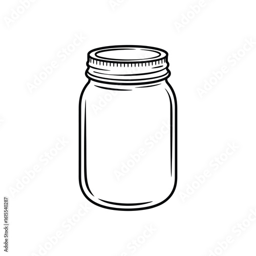 Simple line drawing of an empty glass mason jar