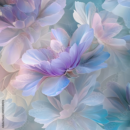 Flower petals in pastel colors. Abstract floral background. Abstract background of blue, purple, white and pink delicate petals