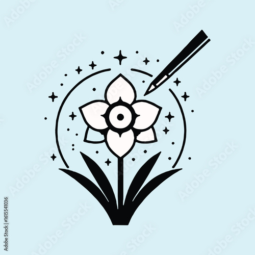 Lily Black & Wthie Illustration Vector Design