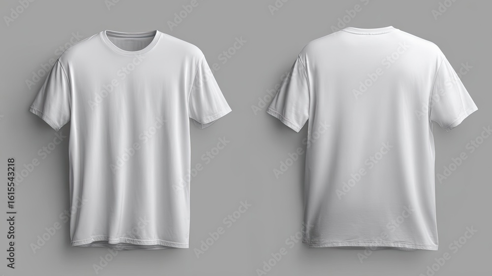 Blank white T-shirt, front and back views Blank white T-shirt, front and back views