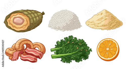 Assortment of diverse vibrant food items ready for creative cooking