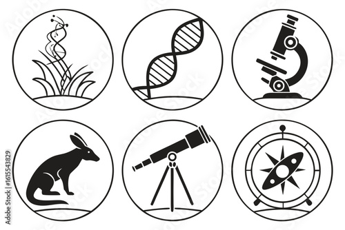 Scientific Discovery and Exploration Icons.