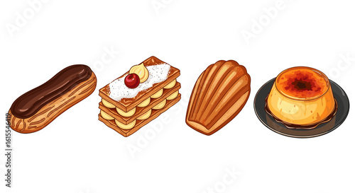An assortment of delectable French pastries, a delightful culinary experience