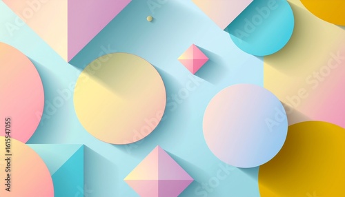 Pastel Geometric Shapes Abstract Background