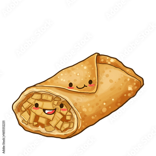 Cute Cartoon Egg Roll Illustration On Transparent Background