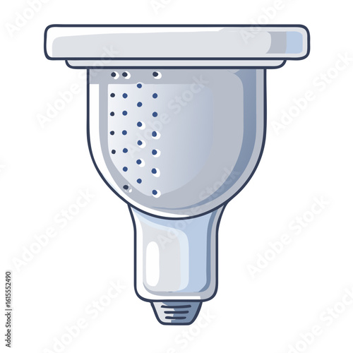 Shower head icon showing a bathroom fixture, illustrating plumbing equipment. Shower head icon used for personal hygiene products, bathroom remodeling services, or plumbing installation.