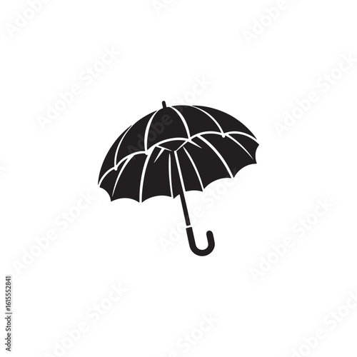 Bold black silhouette vector of an open umbrella, umbrella black vector