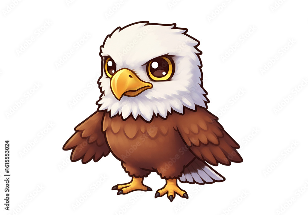 Fototapeta premium Cute Cartoon Eagle Illustration On Transparent Background