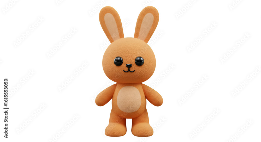 Obraz premium Cute Orange Furry Rabbit Toy Isolated On Transparent Background Rendered 3d
