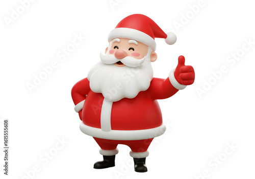 Cheerful 3D Rendered Santa Claus Character Giving a Thumbs Up on Transparent Background