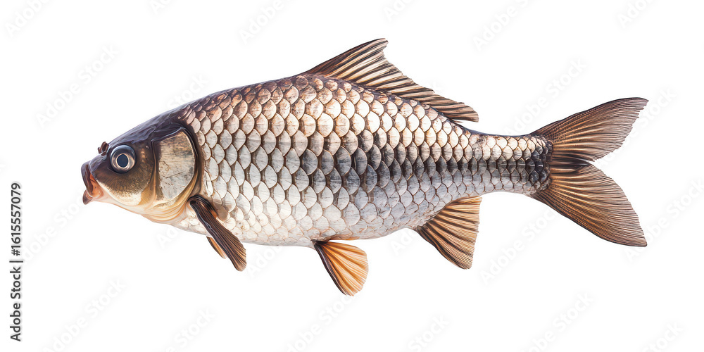 Fototapeta premium Realistic Carp Fish Illustration on White Background
