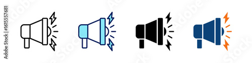 Bullhorn All In One Icon Multi Styles Vector Set