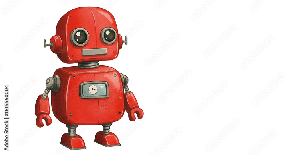 Fototapeta premium Cute Red Robot Illustration Isolated On A Transparent Background For Design