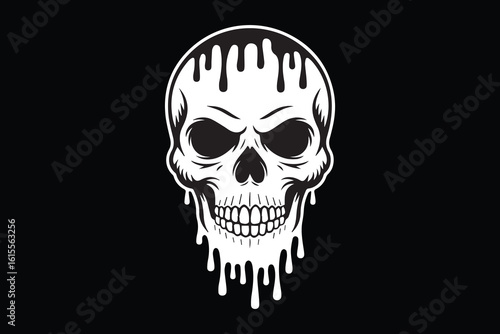 dripping skull illustration vector