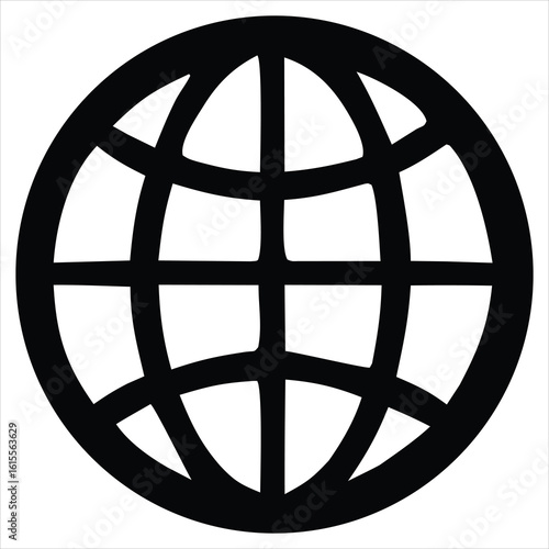 A metallic button features a 3D globe icon, symbolizing global internet travel and business networks