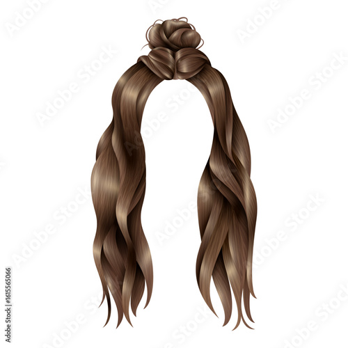 a vector illustration of a long brown hairstyle for womens