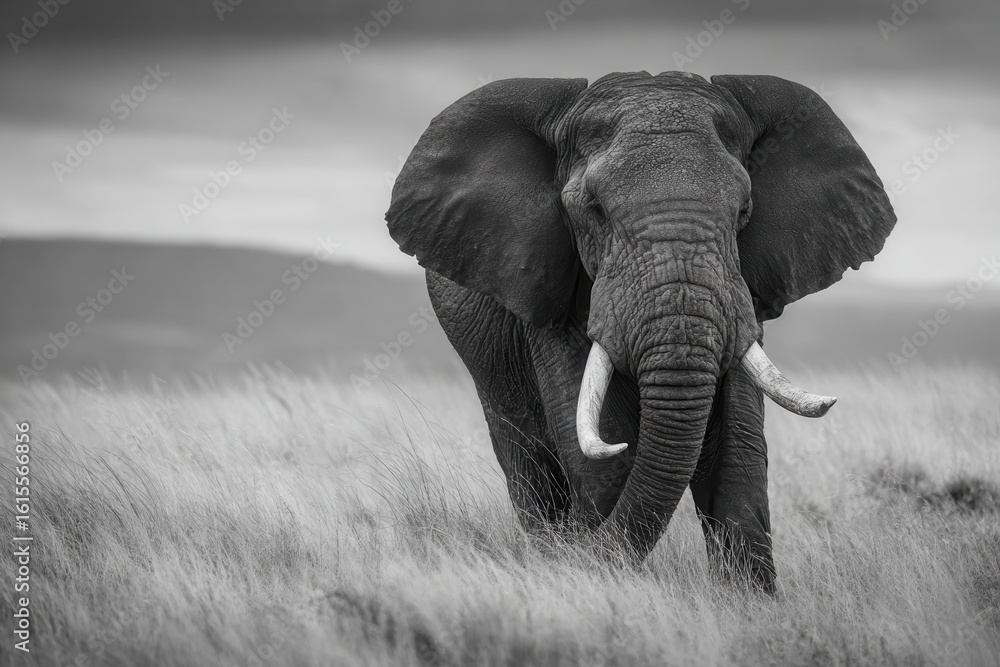 Naklejka premium Requesting your attention The African bush elephant is the larger type among African elephants previously grouped with the African forest elephant as one species