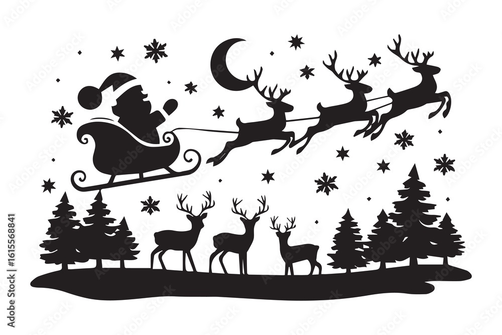 Naklejka premium santa sleigh illustration vector